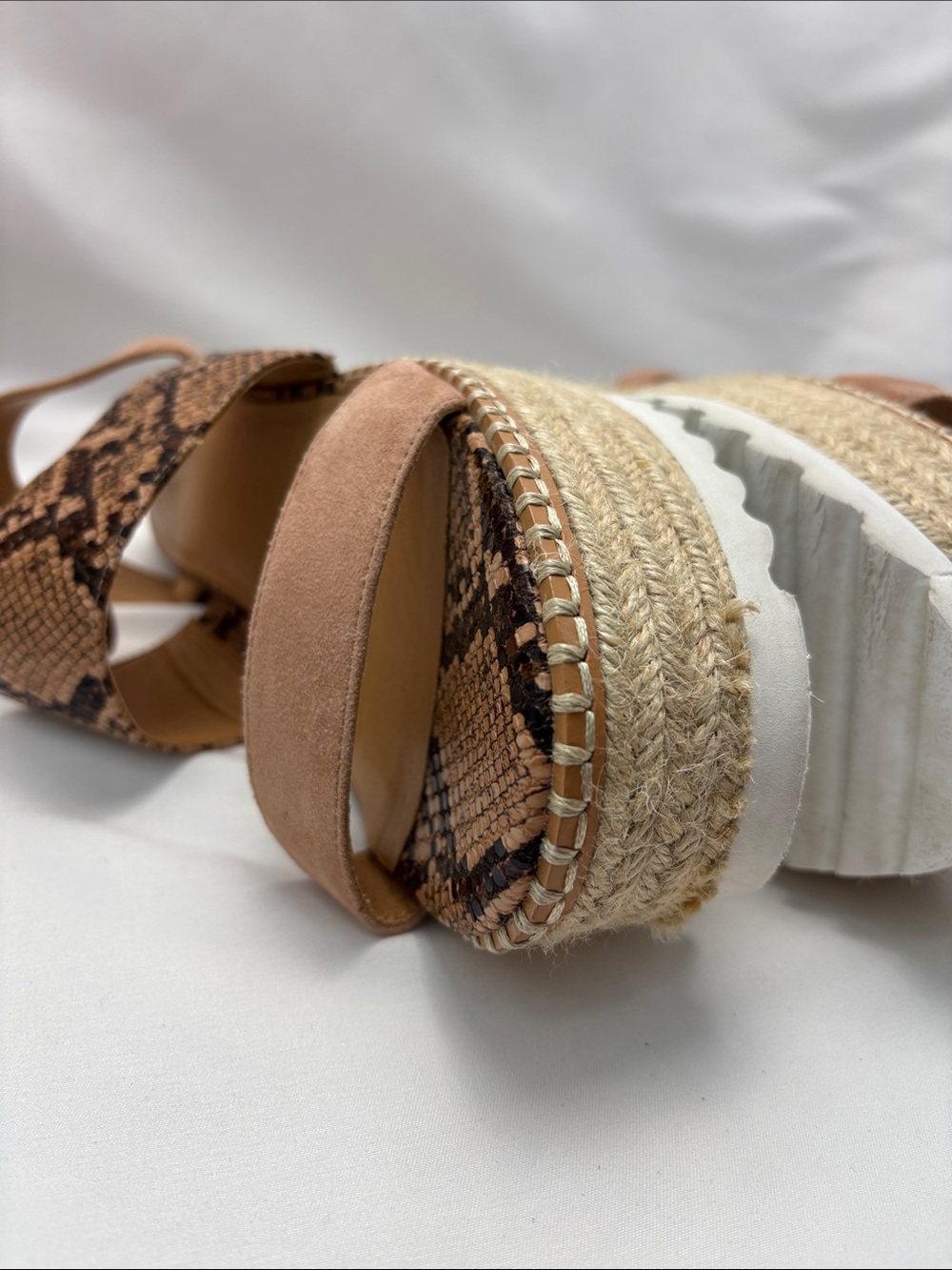 Crown Vintage Women’s 9.5 an Snake-Print Espadrille‎ Wedge Sandals #371 - Picture 10 of 12